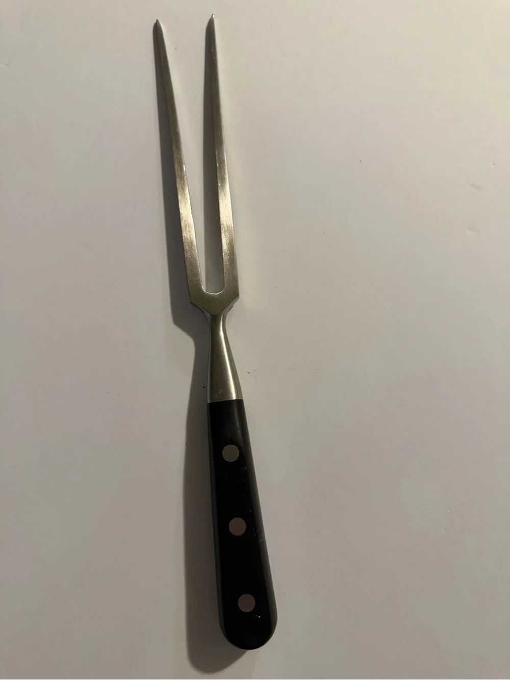 Source Unknown Black-Handled Stainless Steel Carving Fork